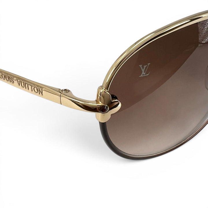 Excellent LOUIS VUITTON sunglasses Mimosa Monogram flower Brown Women Z0378U