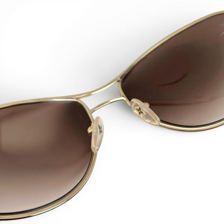 Excellent LOUIS VUITTON sunglasses Mimosa Monogram flower Brown Women Z0378U