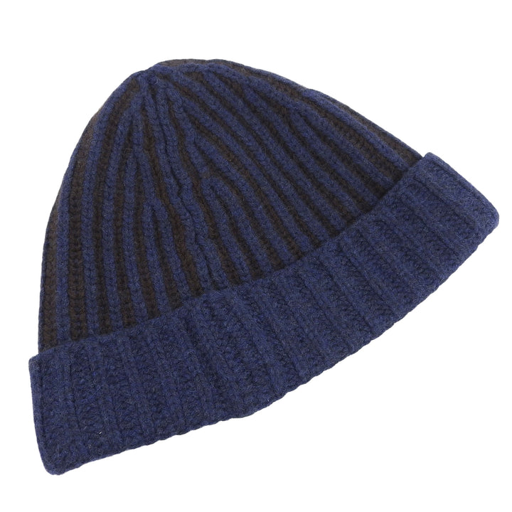 Great LOUIS VUITTON Knit cap Leather logo patch Navy cashmere mens MP1368