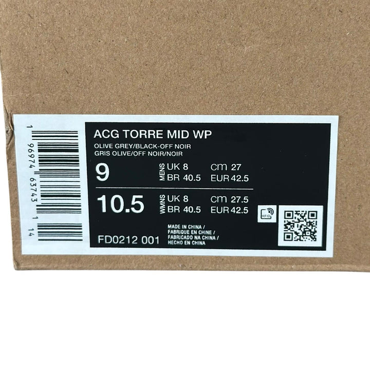Pristine NIKE ACG High cut sneakers ACG TORRE MID WP waterproof olive gray mens