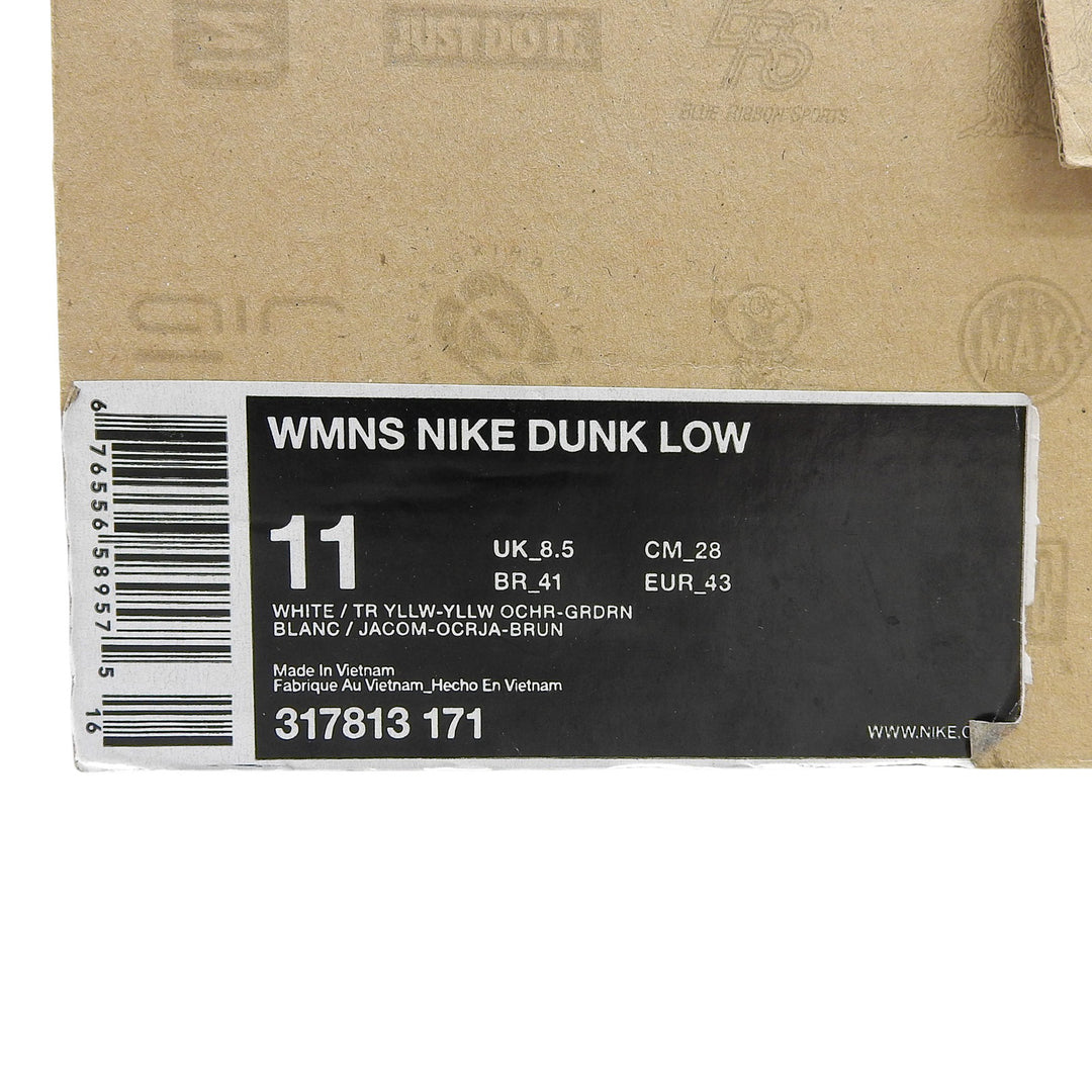 Pristine NIKE sneakers Dunk Low White Trail Yellow white leather 28cm 317813-171