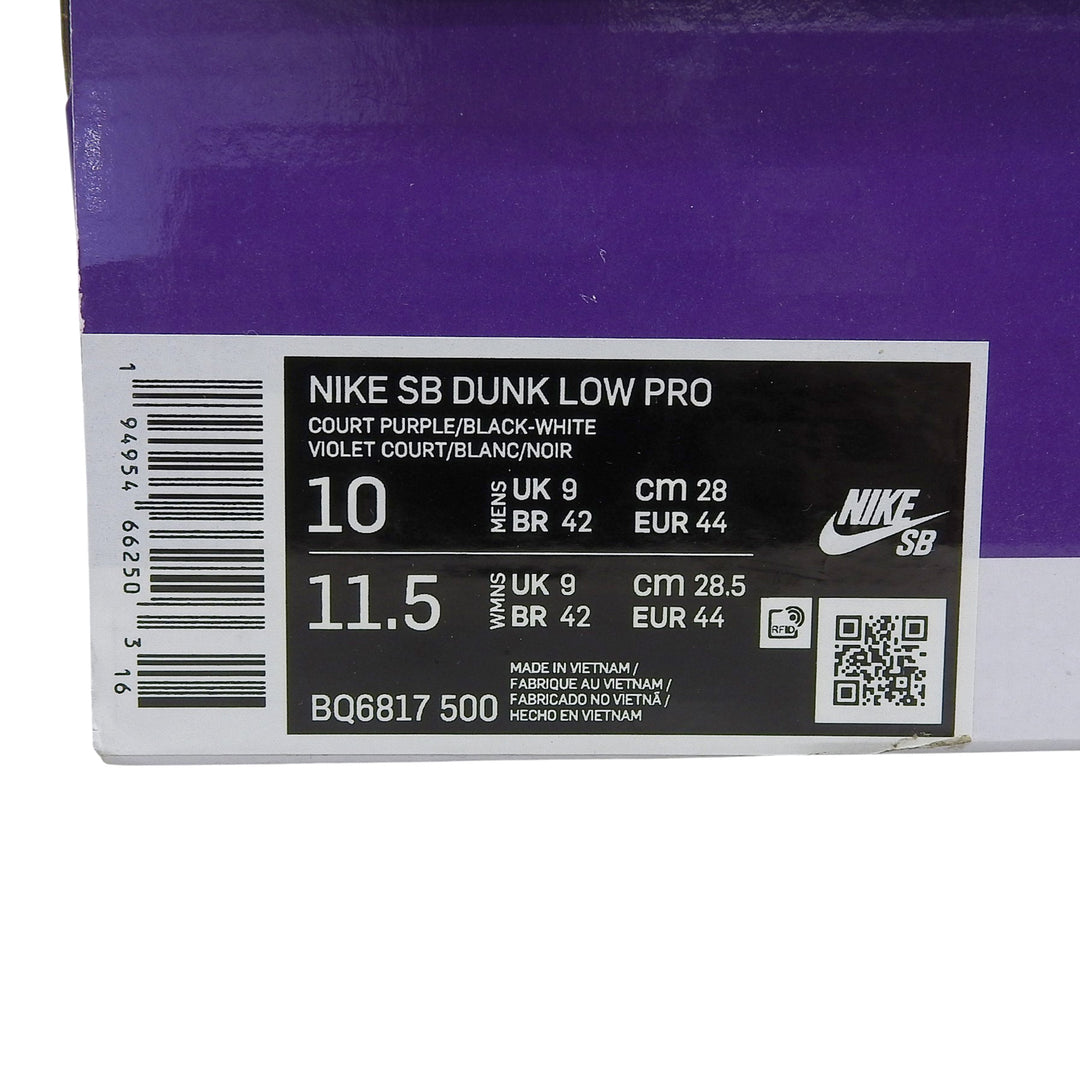 Pristine NIKE Low cut sneakers SB DUNK LOW PRO Court Purple mens 28cm BQ6817-500