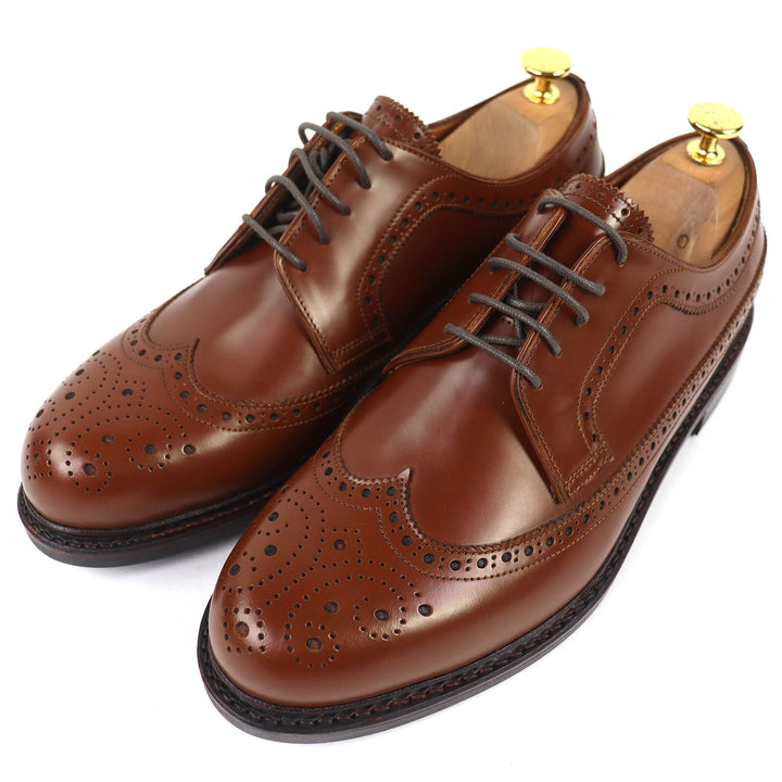 Pristine JALAN SRIWIJAYA Leather shoes COGNAC HIGH SHINE Long wingtip 8 99037