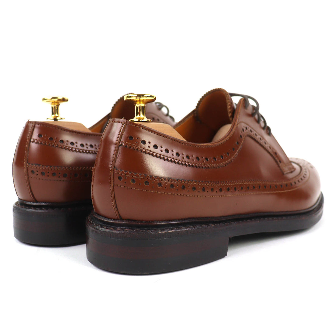 Pristine JALAN SRIWIJAYA Leather shoes COGNAC HIGH SHINE Long wingtip 8 99037