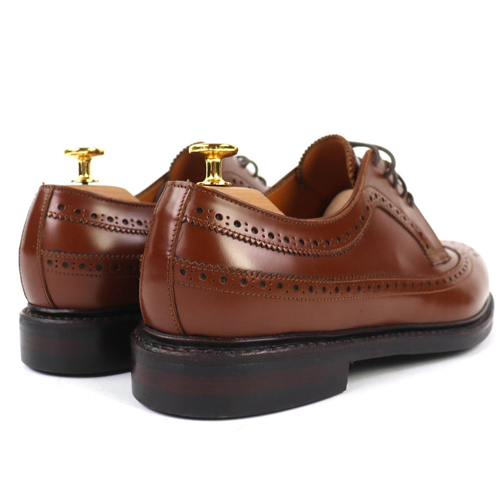 Pristine JALAN SRIWIJAYA Leather shoes COGNAC HIGH SHINE Long wingtip 8 99037