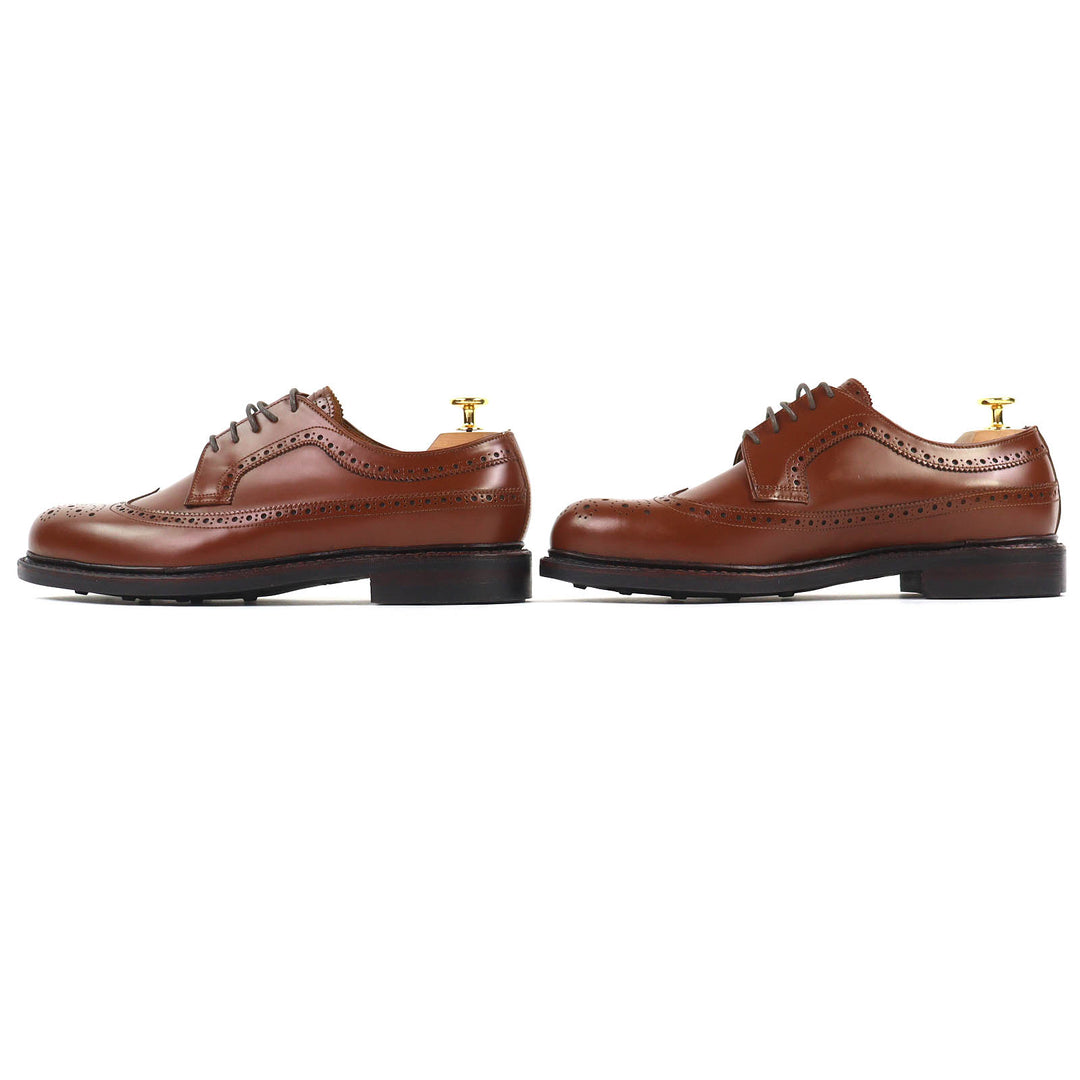 Pristine JALAN SRIWIJAYA Leather shoes COGNAC HIGH SHINE Long wingtip 8 99037