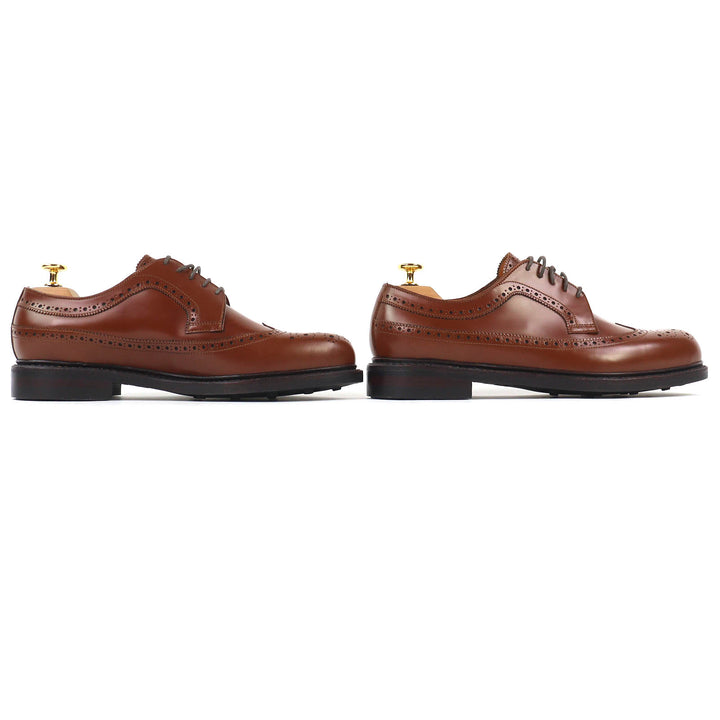 Pristine JALAN SRIWIJAYA Leather shoes COGNAC HIGH SHINE Long wingtip 8 99037