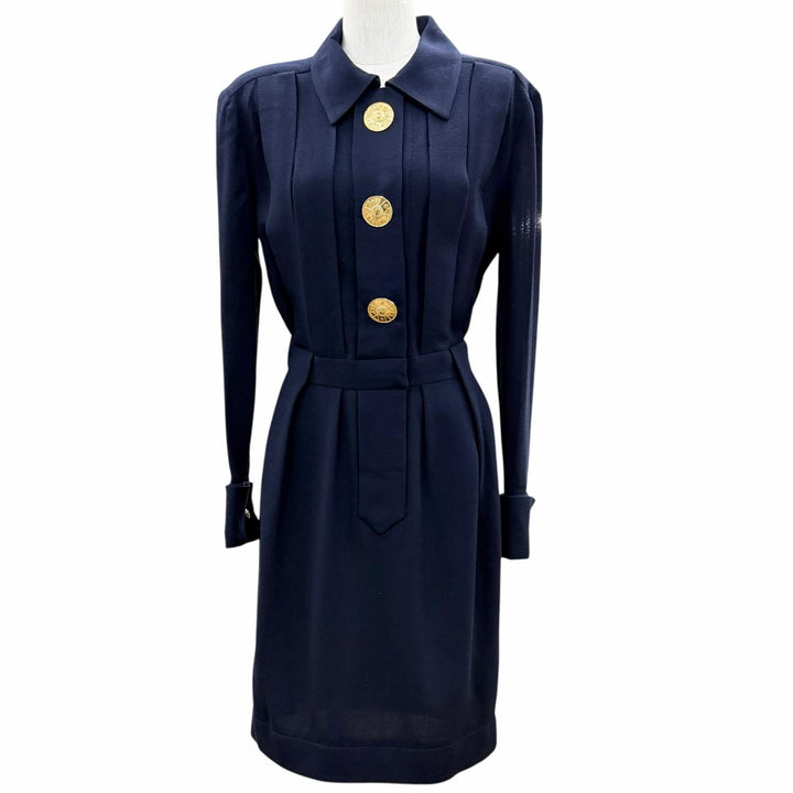 Very Good CHANEL BOUTIQUE one piece COCO Mark with gold button Navy Women