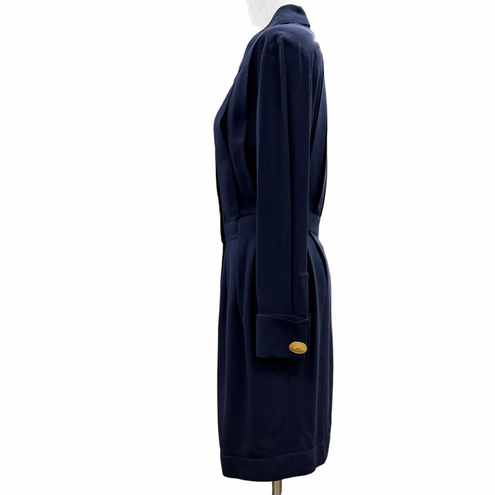 Very Good CHANEL BOUTIQUE one piece COCO Mark with gold button Navy Women