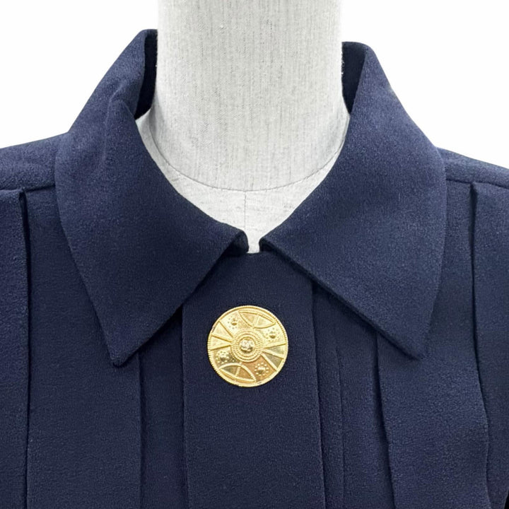 Very Good CHANEL BOUTIQUE one piece COCO Mark with gold button Navy Women