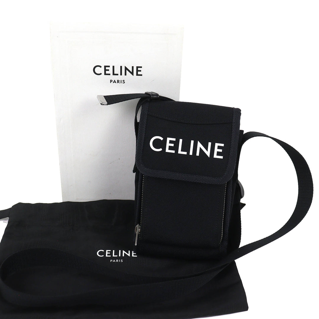 Very Good CELINE Shoulder Bag TREKKING FLAP PHONE Logo mobile pouch 10K032EIY