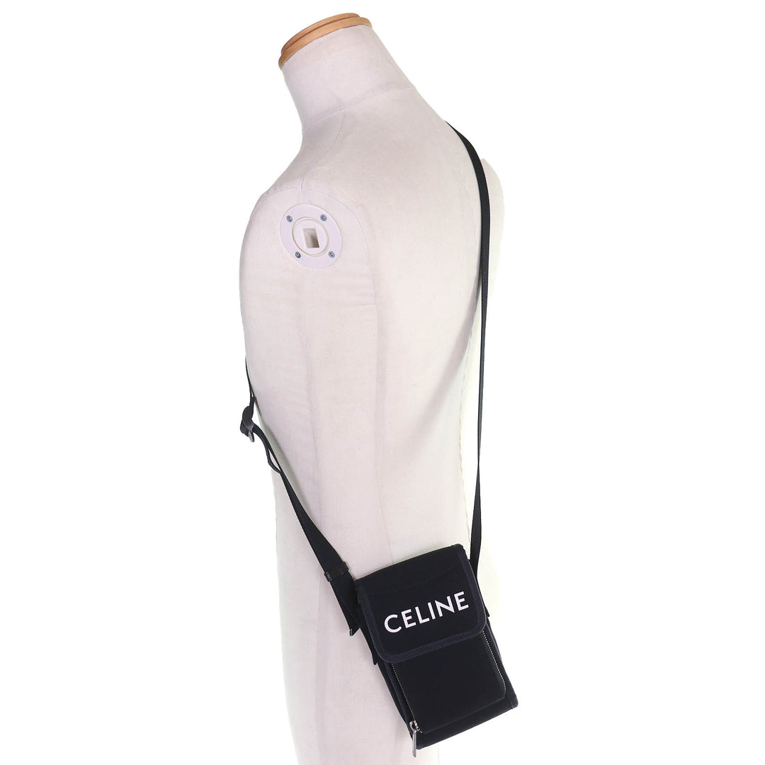 Very Good CELINE Shoulder Bag TREKKING FLAP PHONE Logo mobile pouch 10K032EIY