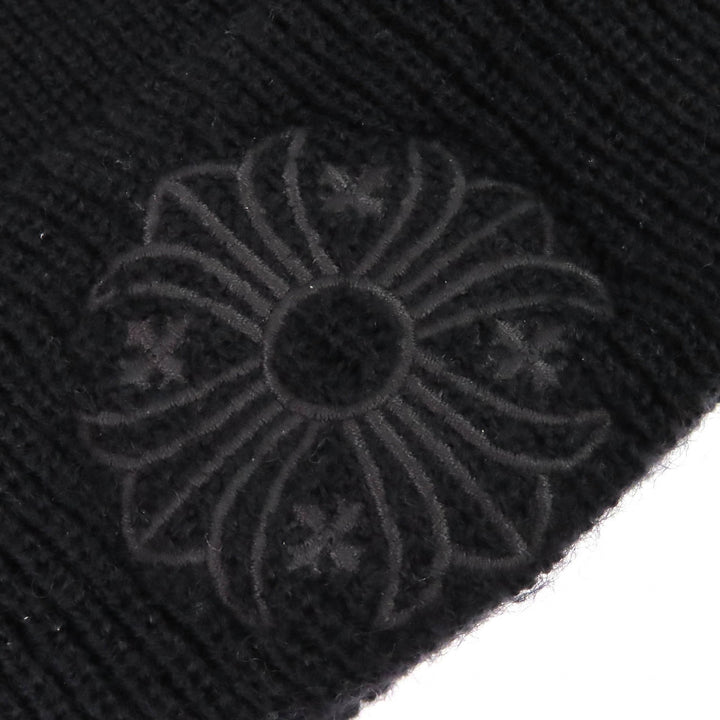 Great CHROME HEARTS Knit cap CH Plus Embroidered Beanie Knit Hat black wool mens