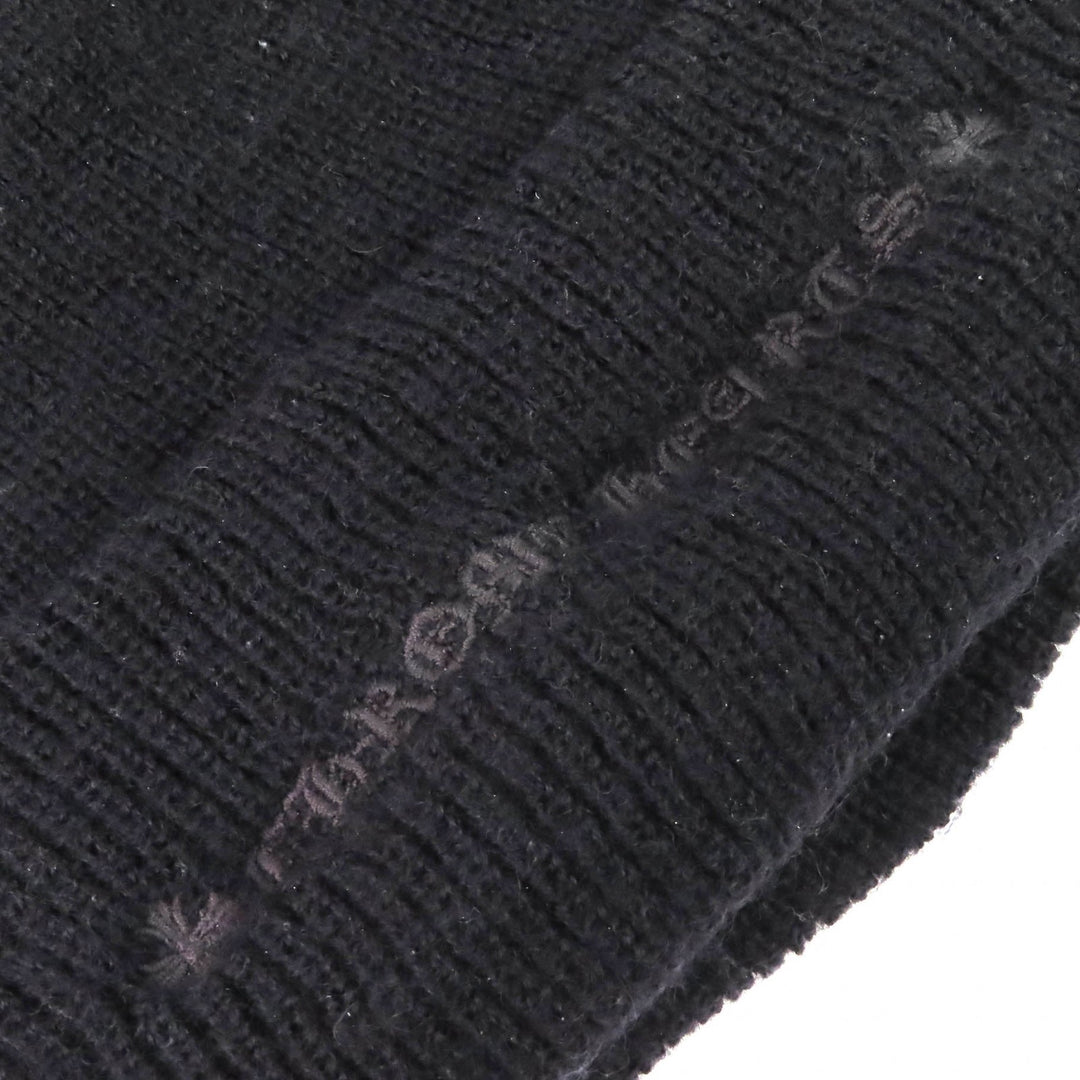 Great CHROME HEARTS Knit cap CH Plus Embroidered Beanie Knit Hat black wool mens
