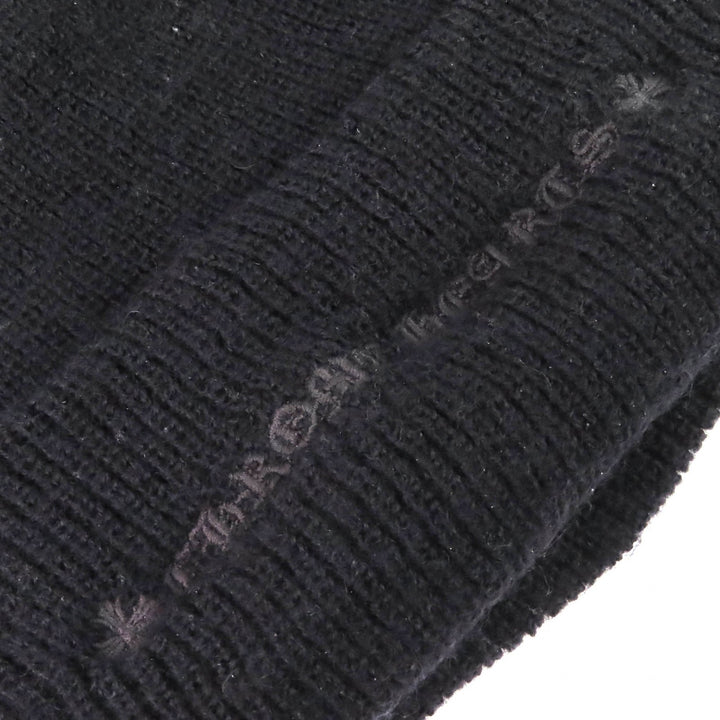 Great CHROME HEARTS Knit cap CH Plus Embroidered Beanie Knit Hat black wool mens