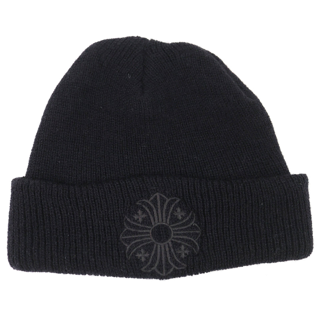Great CHROME HEARTS Knit cap CH Plus Embroidered Beanie Knit Hat black wool mens