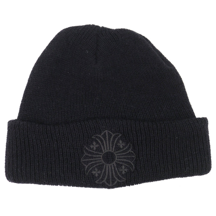 Great CHROME HEARTS Knit cap CH Plus Embroidered Beanie Knit Hat black wool mens