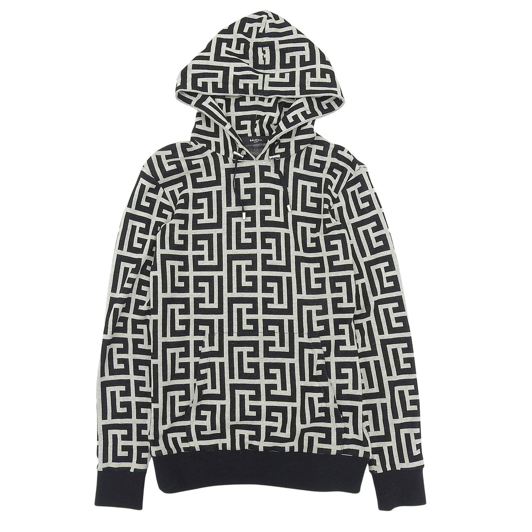 Excellent BALMAIN hoodie black cotton mens XS JR002JB70