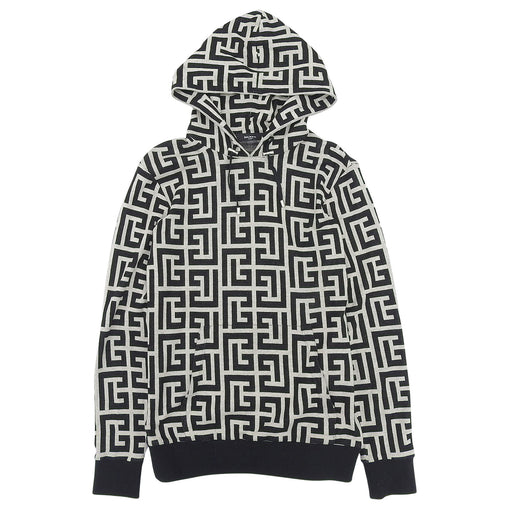 Excellent BALMAIN hoodie black cotton mens XS JR002JB70