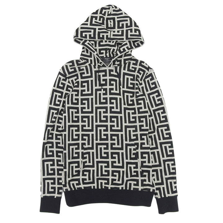 Excellent BALMAIN hoodie black cotton mens XS JR002JB70