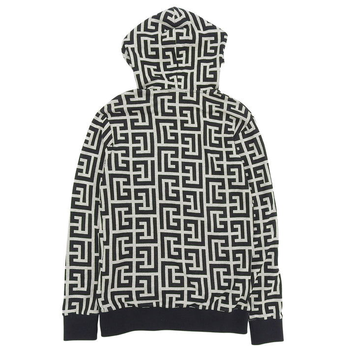 Excellent BALMAIN hoodie black cotton mens XS JR002JB70