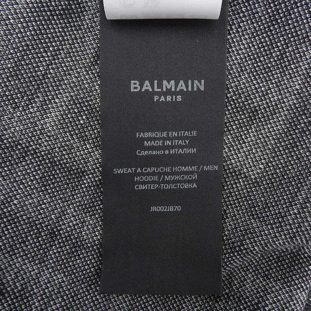 Excellent BALMAIN hoodie black cotton mens XS JR002JB70