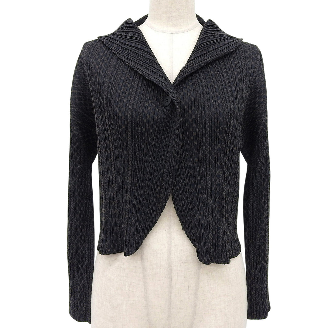 Excellent PLEATS PLEASE cardigan black polyester Women 3 PP33-J0703