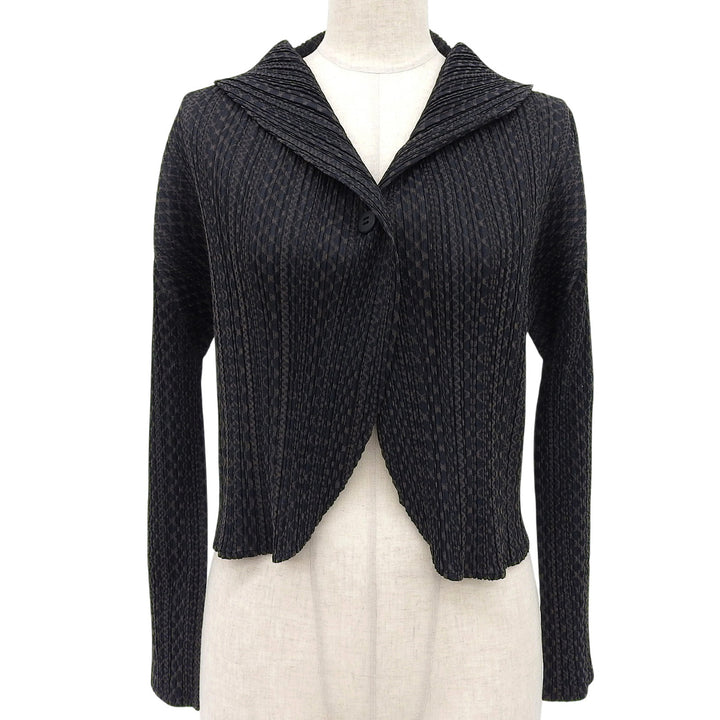 Excellent PLEATS PLEASE cardigan black polyester Women 3 PP33-J0703