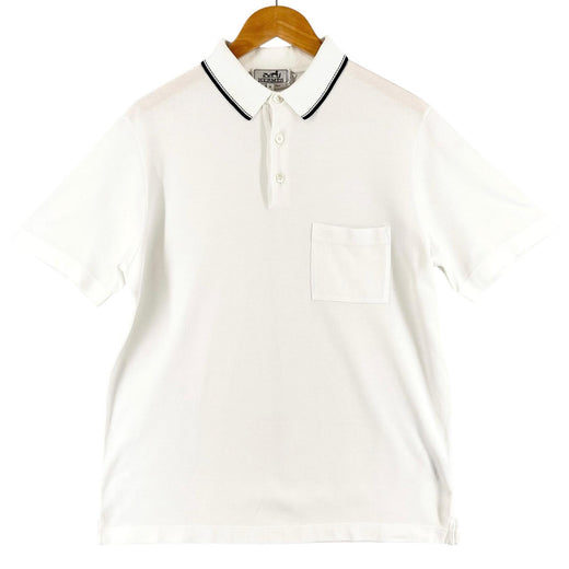 Excellent HERMES Short sleeve polo shirt H logo embroidery, saddle stitch