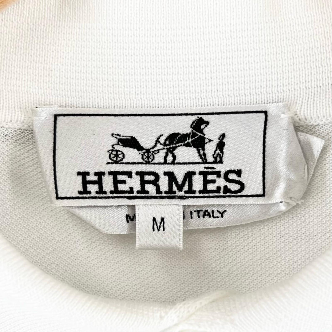Excellent HERMES Short sleeve polo shirt H logo embroidery, saddle stitch