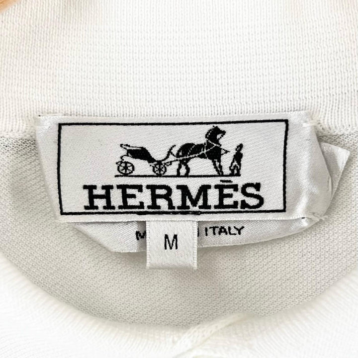 Excellent HERMES Short sleeve polo shirt H logo embroidery, saddle stitch