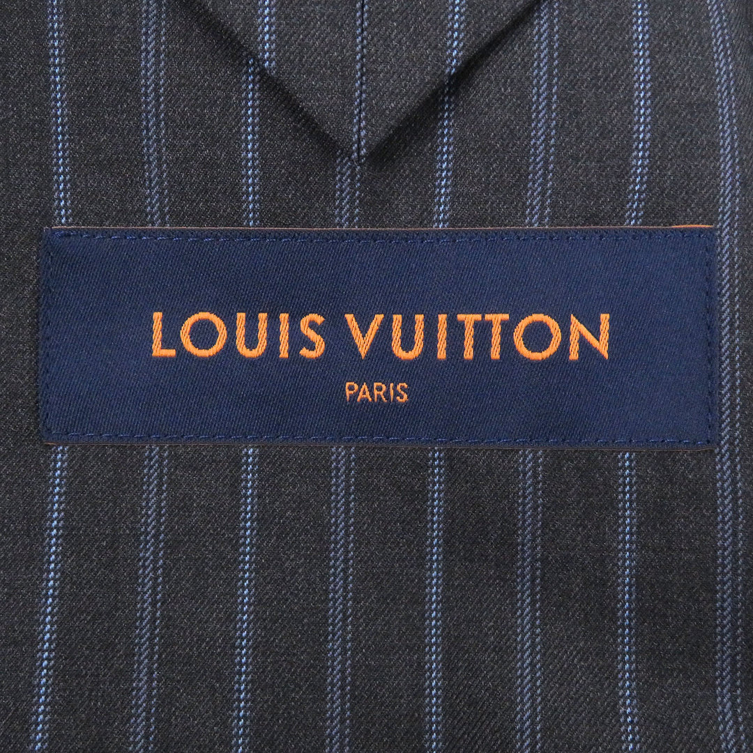 Excellent LOUIS VUITTON tailored jacket LV logo monogram stripe pattern