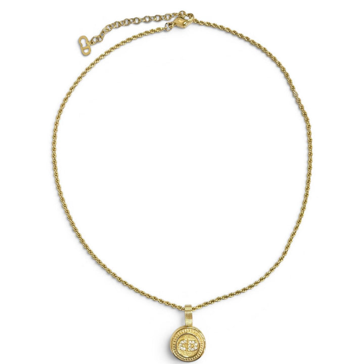 Great Christian Dior Necklace CD logo, rhinestone coin motif gold Women