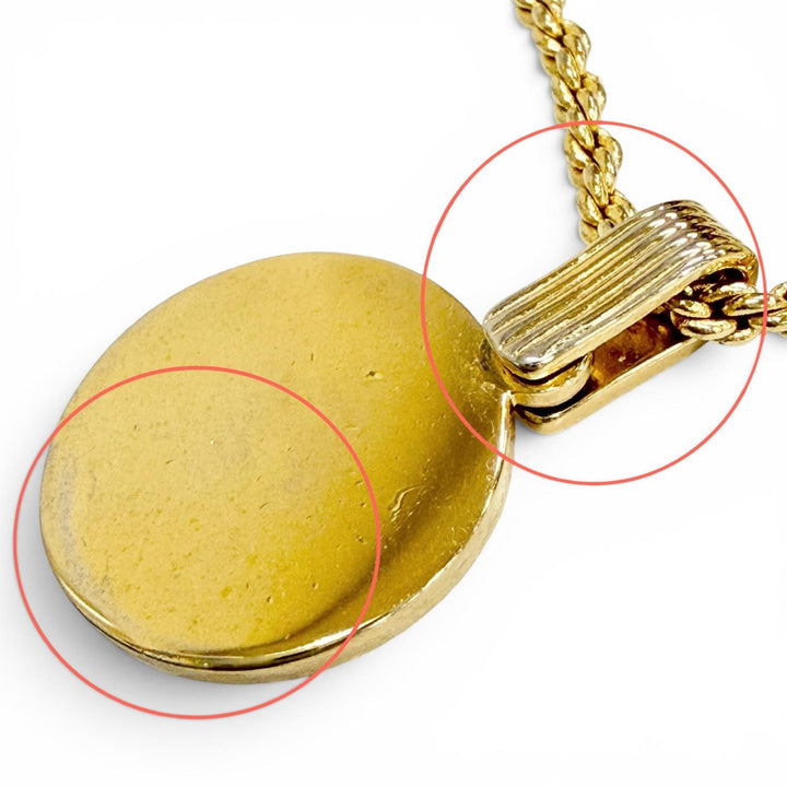 Great Christian Dior Necklace CD logo, rhinestone coin motif gold Women