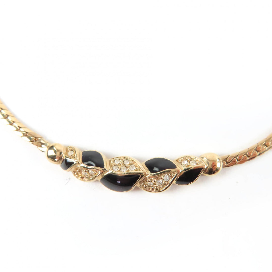 Excellent Christian Dior Necklace Rhinestone gold Women
