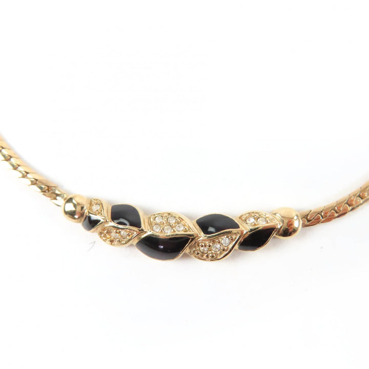 Excellent Christian Dior Necklace Rhinestone gold Women
