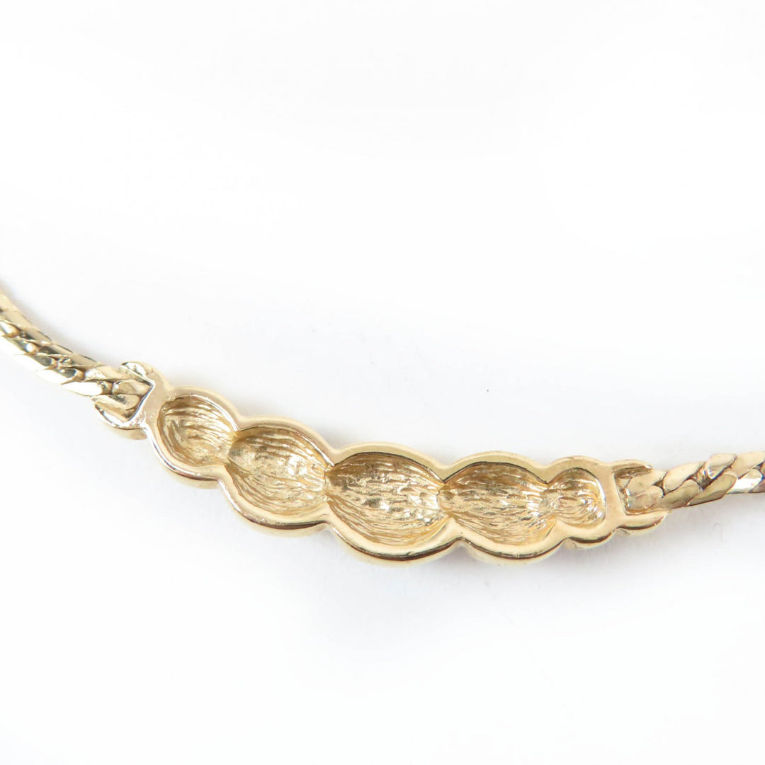 Excellent Christian Dior Necklace Rhinestone gold Women