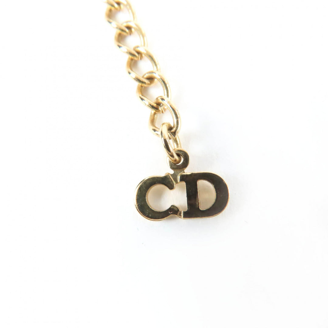 Excellent Christian Dior Necklace Rhinestone gold Women