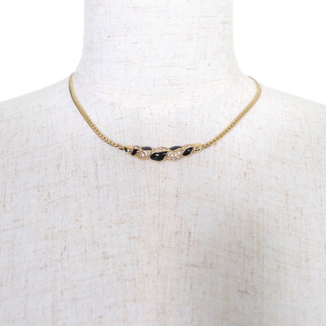 Excellent Christian Dior Necklace Rhinestone gold Women