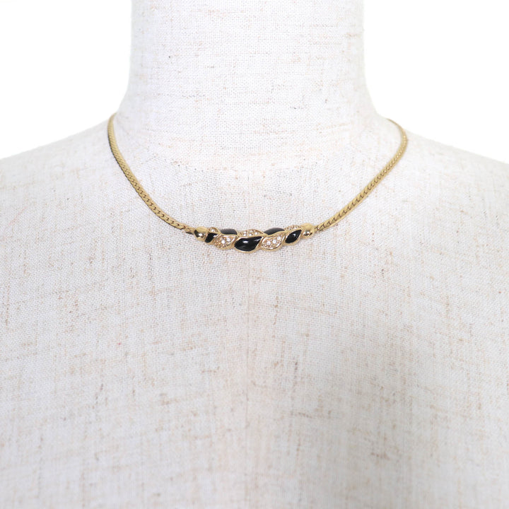 Excellent Christian Dior Necklace Rhinestone gold Women