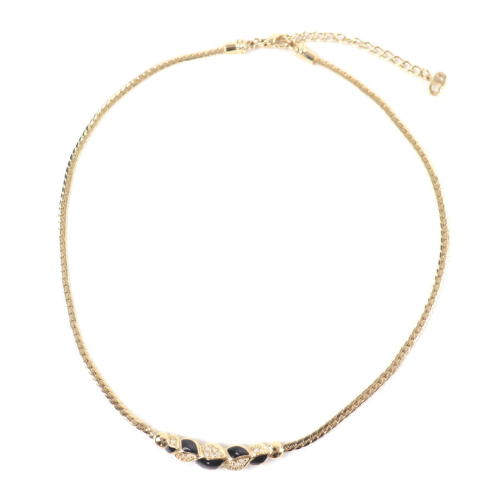 Excellent Christian Dior Necklace Rhinestone gold Women