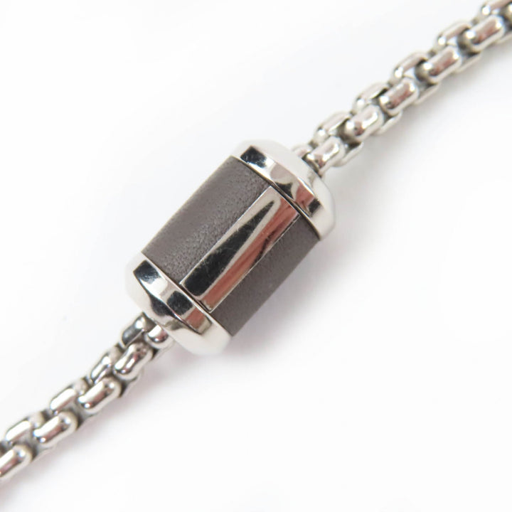 Excellent HERMES Necklace Meli Melo H logo Pendant Silver Women