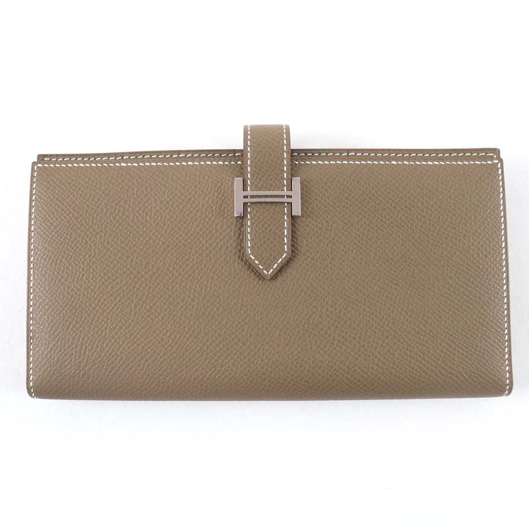 Excellent HERMES Purse Beansufla Leather long wallet leather Women