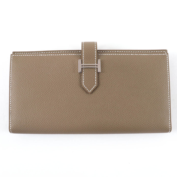 Excellent HERMES Purse Beansufla Leather long wallet leather Women