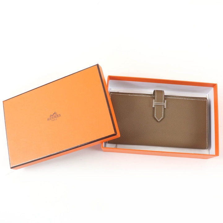 Excellent HERMES Purse Beansufla Leather long wallet leather Women