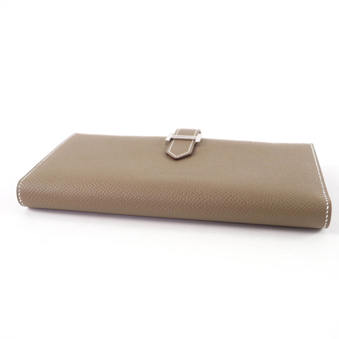 Excellent HERMES Purse Beansufla Leather long wallet leather Women
