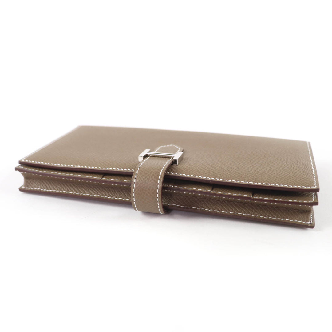 Excellent HERMES Purse Beansufla Leather long wallet leather Women