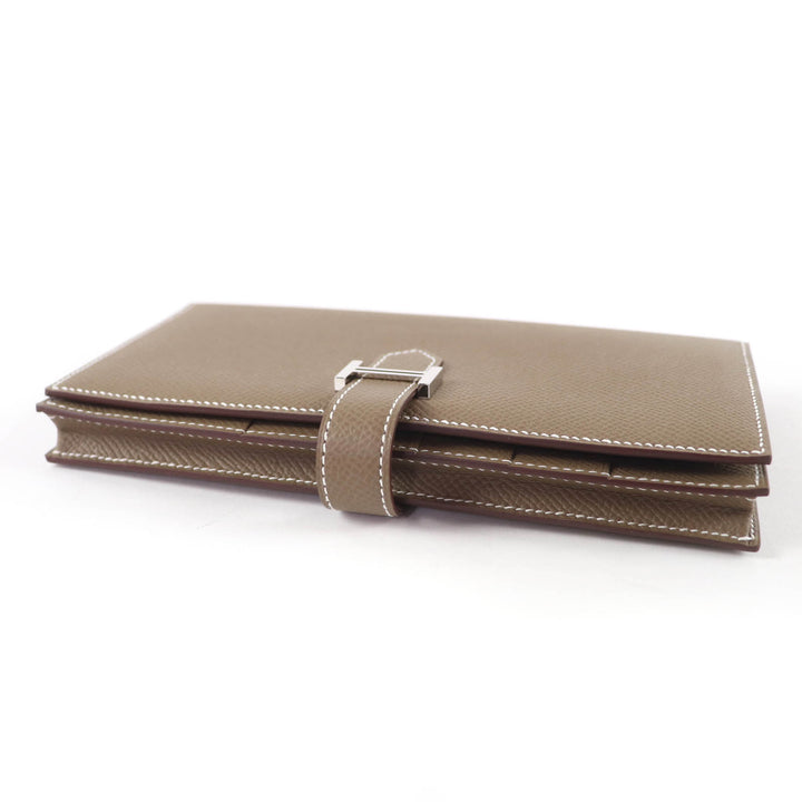 Excellent HERMES Purse Beansufla Leather long wallet leather Women