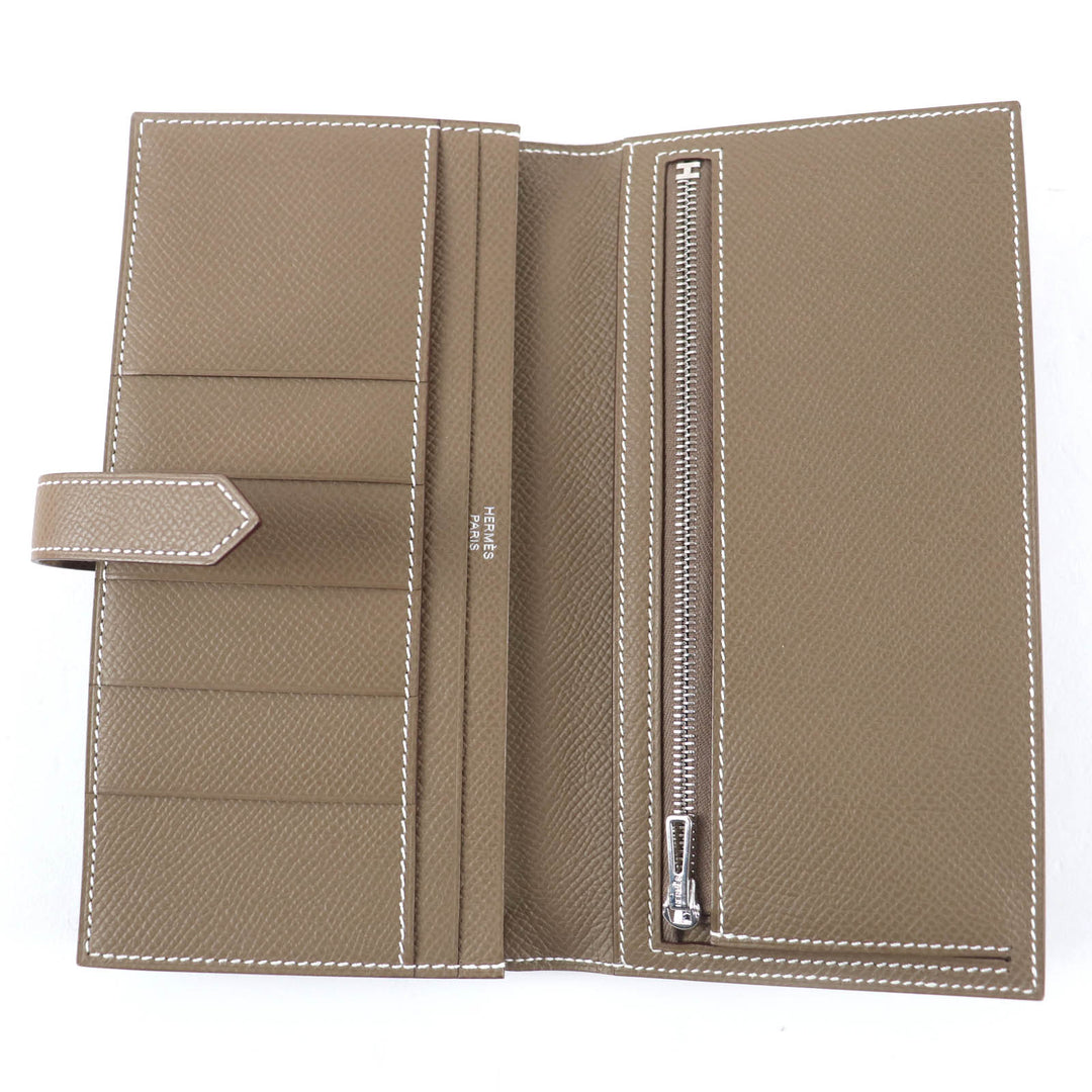 Excellent HERMES Purse Beansufla Leather long wallet leather Women