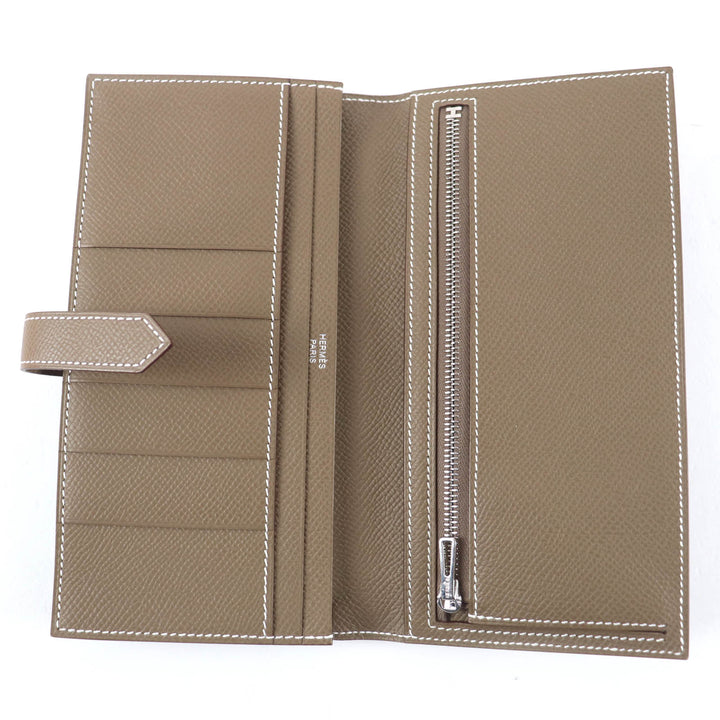 Excellent HERMES Purse Beansufla Leather long wallet leather Women